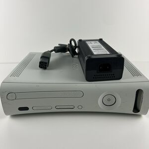 Microsoft Xbox 360 Original Model White Console, w/ Half Charger, TESTED, READ